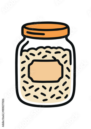Cute doodle zero contain food storage collection flat vector illustration bold handdrawn outlines bright solid fills isolated on white clean white space sticker style minimal detail