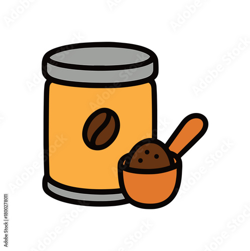 Cute doodle zero contain food storage collection flat vector illustration bold handdrawn outlines bright solid fills isolated on white clean white space sticker style minimal detail coffee