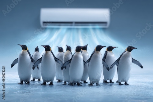 Group of Flightless Birds Enjoying Air Conditioning