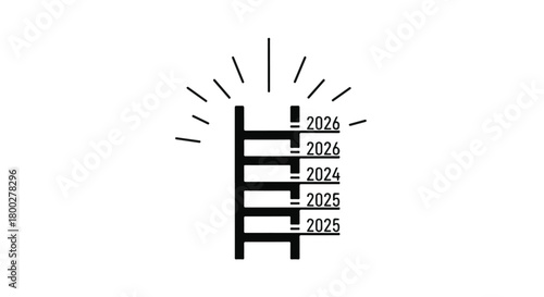 Ladder of future success with years leading to bright opportunity