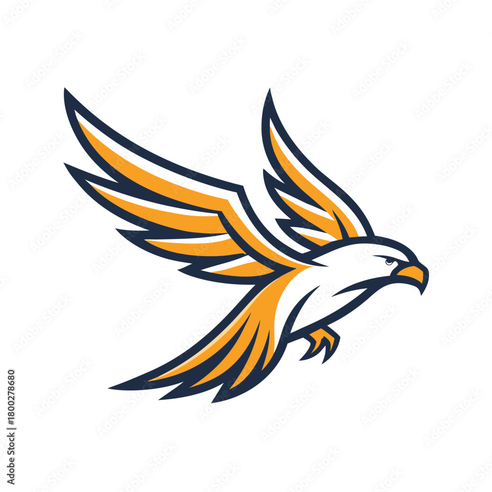 Obraz premium Dynamic flying eagle or hawk mascot logo Vector