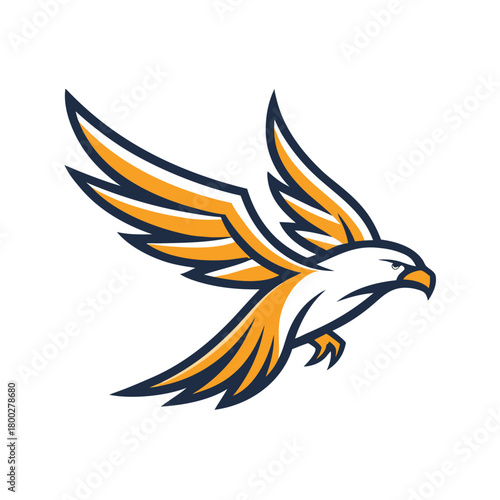 Dynamic flying eagle or hawk mascot logo Vector