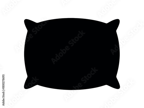 pillow flat black solid vector illustration isolated on white background