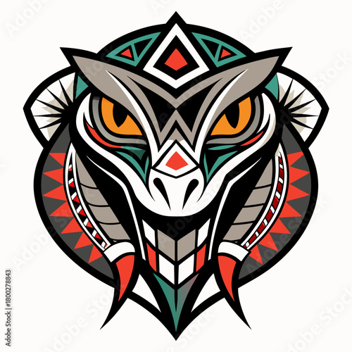 Fierce geometric stylized owl head illustration Vector