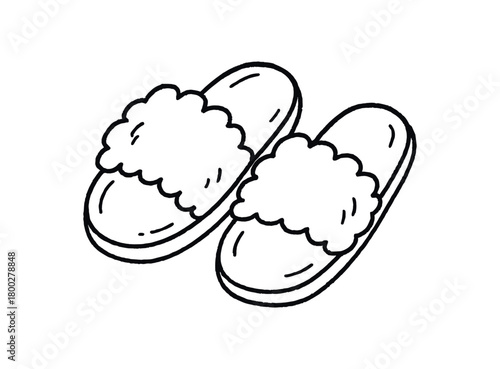 handdrawn cute doodle style slippers vector line illustration