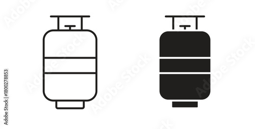 Gas cylinders icon with editable stroke. Thin Line and flat icons for UI designs