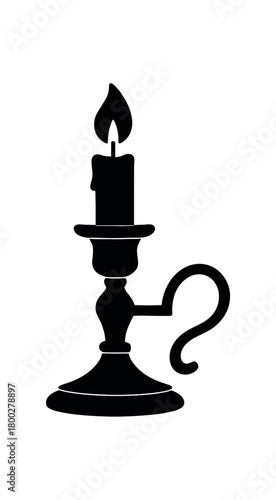 candle holder flat black solid vector illustration isolated on white background