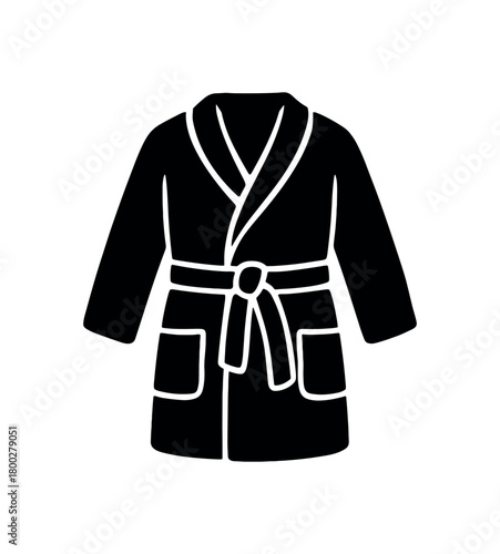 warm robe flat black solid vector illustration isolated on white background