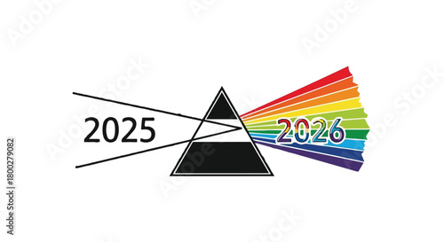 Years transition through prism, displaying the spectrum of change and progress