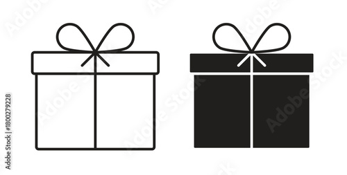 Gift icon with editable stroke. Thin Line and flat icons for UI designs
