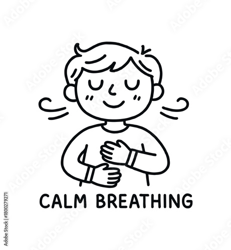 handdrawn cute doodle style calm breathing vector line illustration