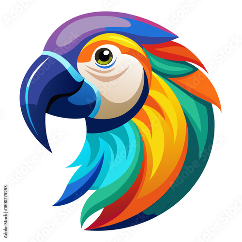 Vibrant colorful stylized parrot head illustration Vector