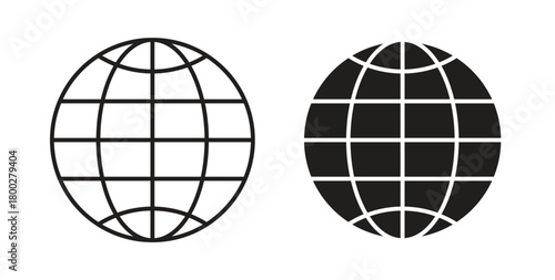 Globe icon with editable stroke. Thin Line and flat icons for UI designs