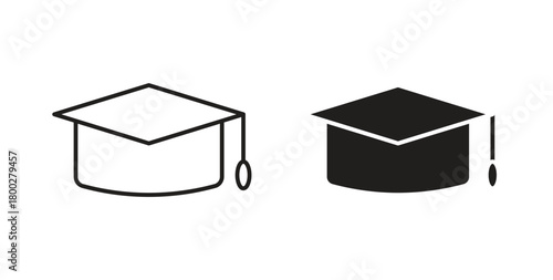 Graduation cap icon with editable stroke. Thin Line and flat icons for UI designs