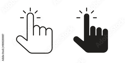 Hand click icon with editable stroke. Thin Line and flat icons for UI designs