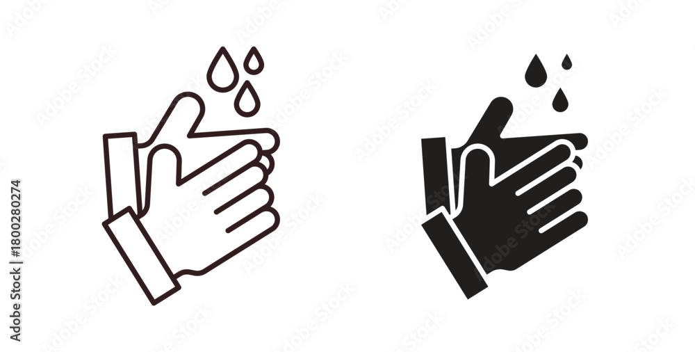 Fototapeta premium Handwashing icon with editable stroke. Thin Line and flat icons for UI designs