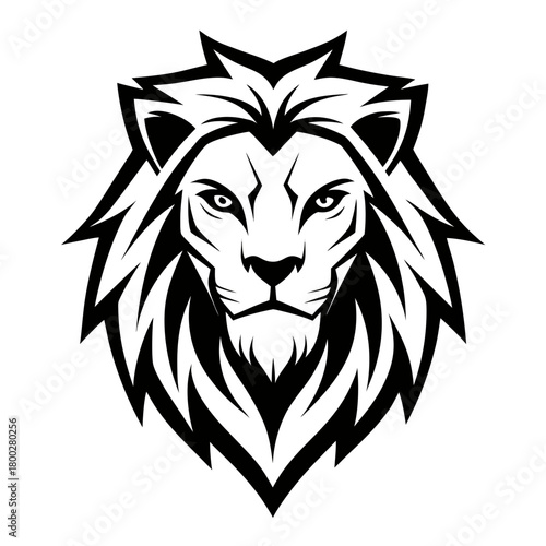 Aggressive black and white lion head vector mascot logo Vector