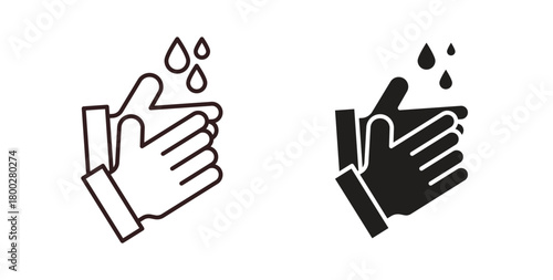 Handwashing icon with editable stroke. Thin Line and flat icons for UI designs