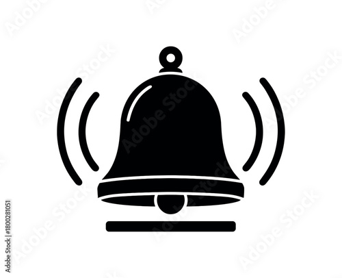 mindfulness bell flat black solid vector illustration isolated on white background