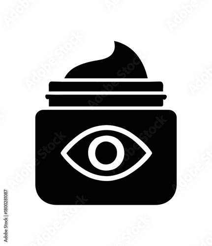 eye cream jar flat black solid vector illustration isolated on white background