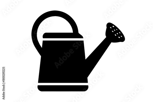 watering can flat black solid vector illustration isolated on white background