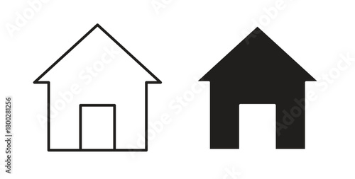 Home icon with editable stroke. Thin Line and flat icons for UI designs