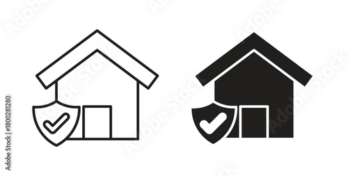 Home insurance icon with editable stroke. Thin Line and flat icons for UI designs