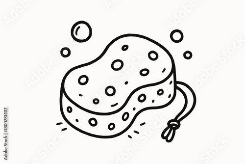 handdrawn cute doodle style washing sponge vector line illustration
