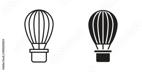 Hot air balloon icon with editable stroke. Thin Line and flat icons for UI designs