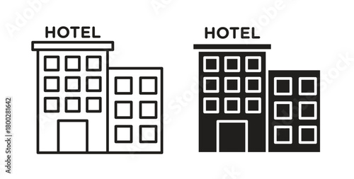hotel icon with editable stroke. Thin Line and flat icons for UI designs