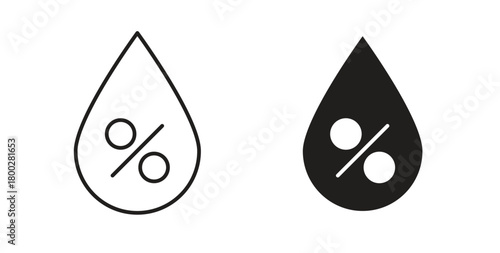 Humidity icon with editable stroke. Thin Line and flat icons for UI designs