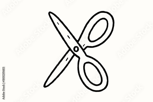 handdrawn cute doodle style scissors vector line illustration
