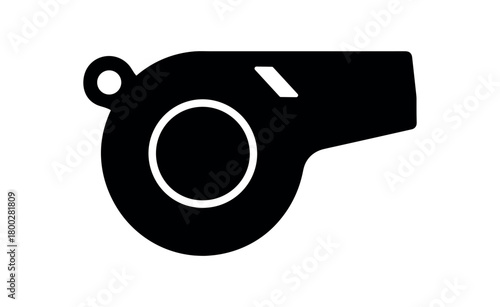 whistle flat black solid vector illustration isolated on white background