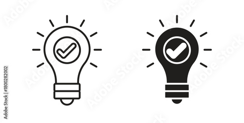 Idea icon with editable stroke. Thin Line and flat icons for UI designs