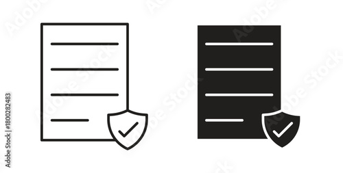 Insurance policy icon with editable stroke. Thin Line and flat icons for UI designs