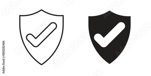 Insured icon with editable stroke. Thin Line and flat icons for UI designs