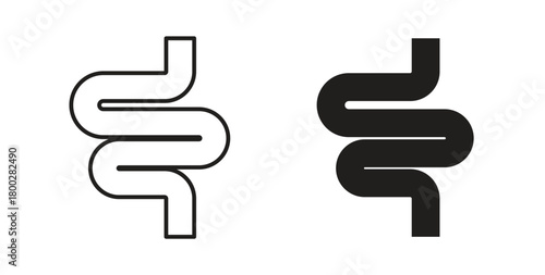 Intestines icon with editable stroke. Thin Line and flat icons for UI designs