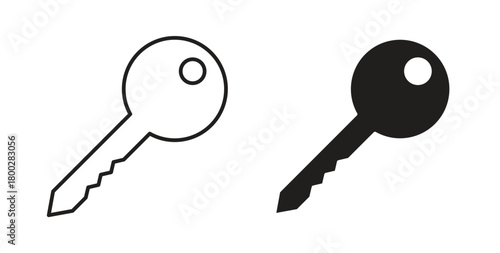 key icon with editable stroke. Thin Line and flat icons for UI designs