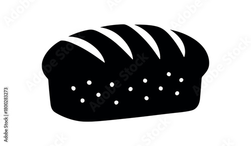 bread loaf with pattern flat black solid vector illustration isolated on white background