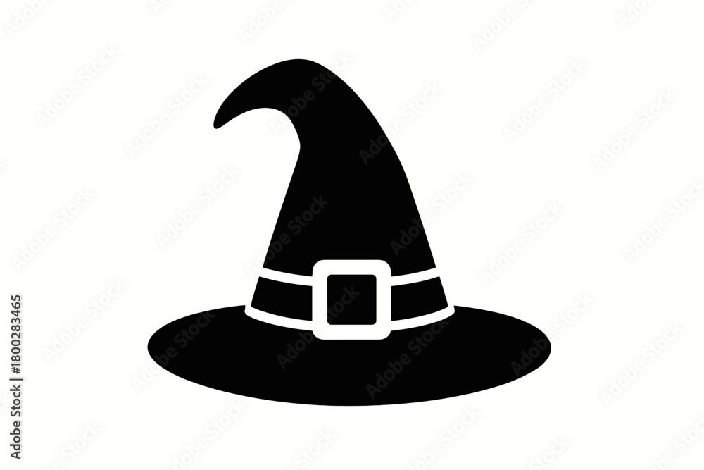 Fototapeta premium witch hat flat black solid vector illustration isolated on white background