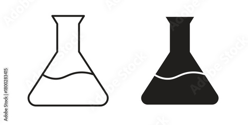 Lab flask icon with editable stroke. Thin Line and flat icons for UI designs