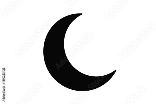 crescent moon flat black solid vector illustration isolated on white background
