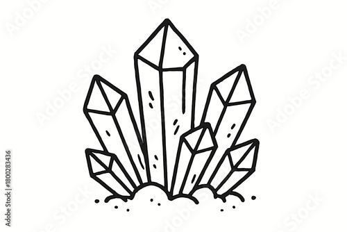 handdrawn cute doodle style crystal cluster vector line illustration