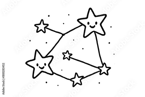 handdrawn cute doodle style constellation vector line illustration
