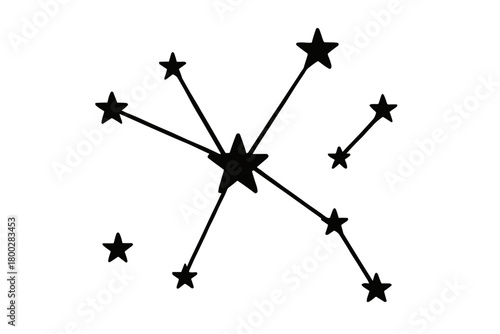constellation flat black solid vector illustration isolated on white background