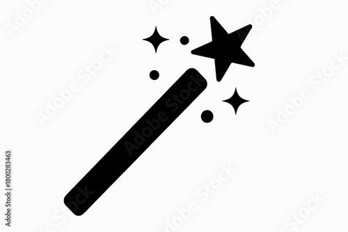 magic wand flat black solid vector illustration isolated on white background