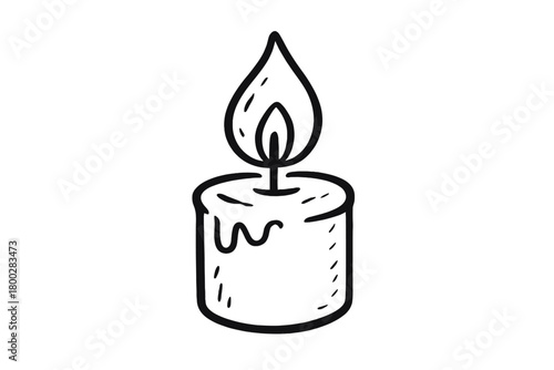 handdrawn cute doodle style candle flame vector line illustration
