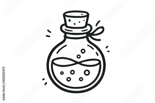 handdrawn cute doodle style potion bottle vector line illustration