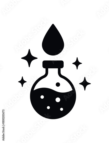 mystical potion drop flat black solid vector illustration isolated on white background