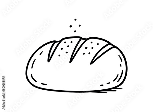 handdrawn cute doodle style loaf of bread with salt vector line illustration